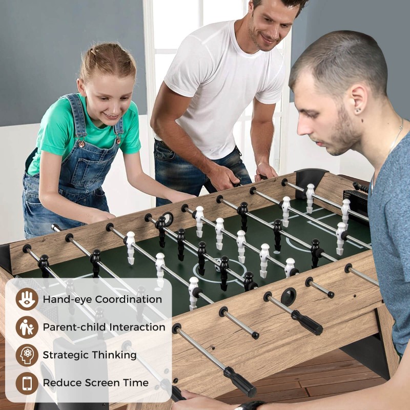 Luonnollinen jalkapallopöytä 137 cm, 26 pelaajaa, 2 palloa