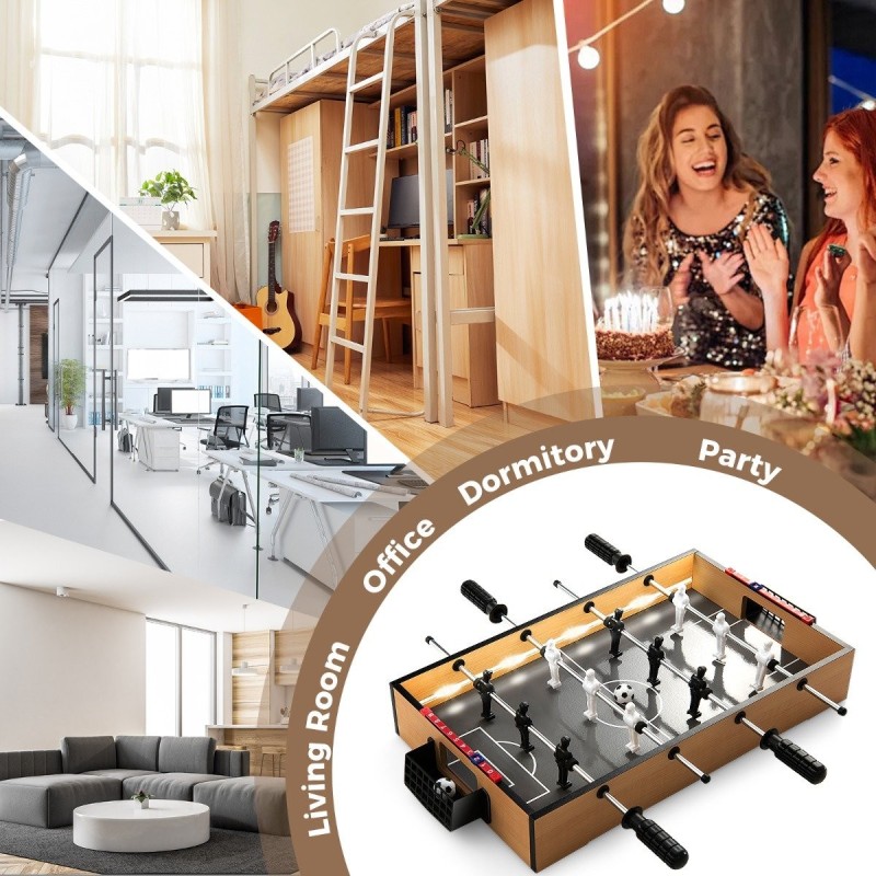 Jalkapallopöytä LED-valoilla ja realistisilla pelaajilla, 51 cm, luonnonväri