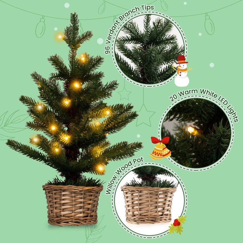 Valmiiksi valaistu minijoulukuusi 96 oksankärjellä ja LED-valoilla