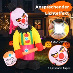 Pelottava ulkokäyttöön sopiva LED-klovni Halloween-koristeeksi