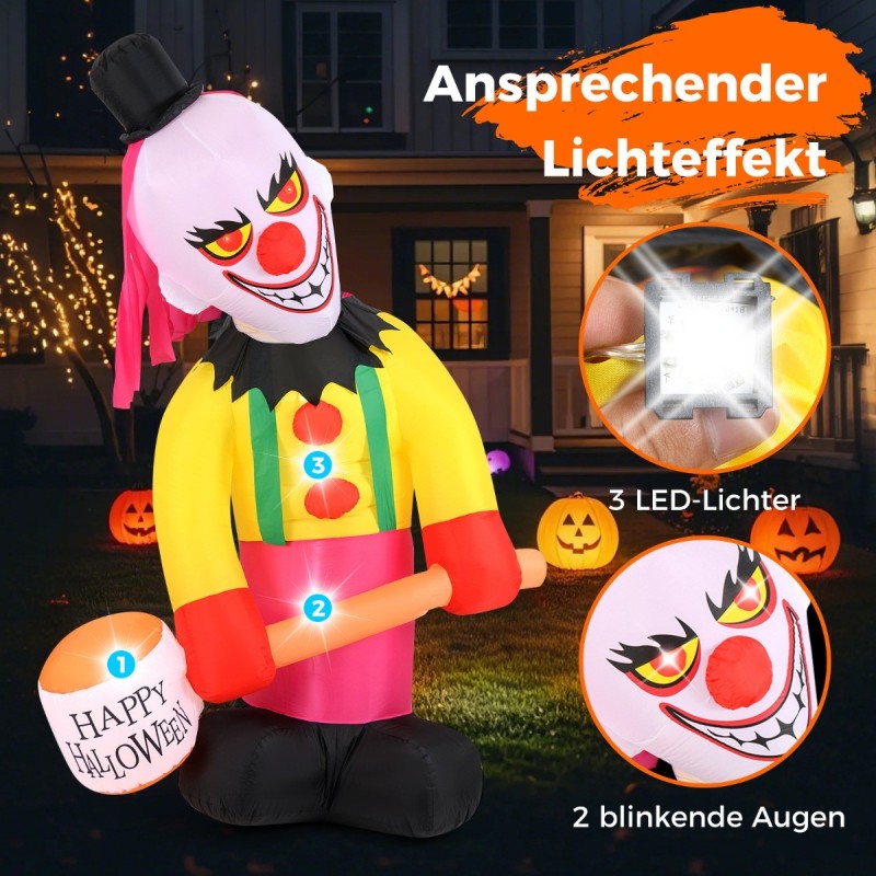 Pelottava ulkokäyttöön sopiva LED-klovni Halloween-koristeeksi