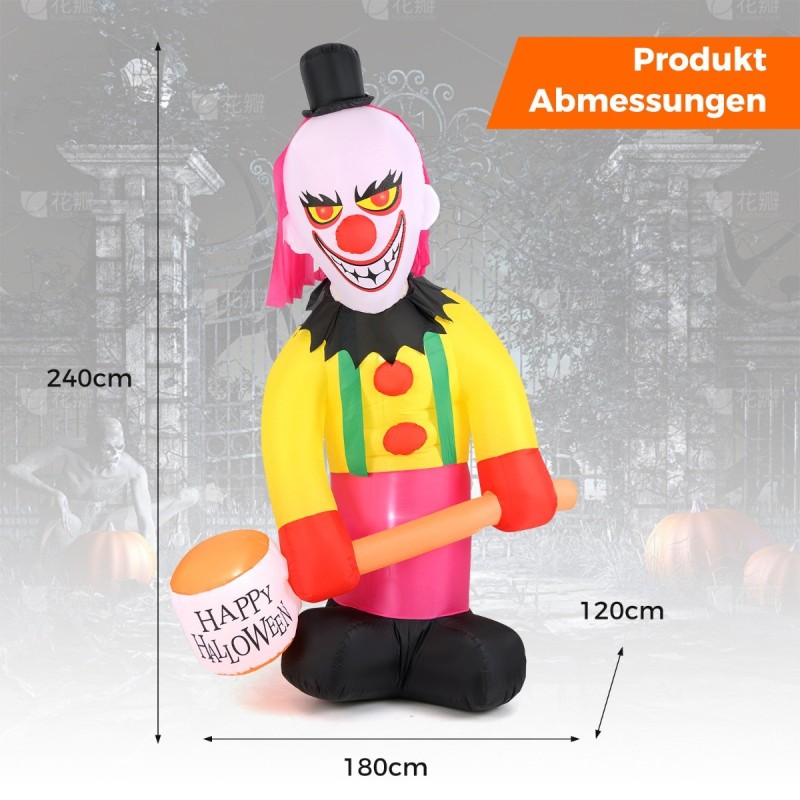 Pelottava ulkokäyttöön sopiva LED-klovni Halloween-koristeeksi