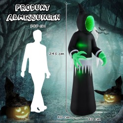 Ulkokäyttöön sopiva 245 cm musta LED Halloween-aave