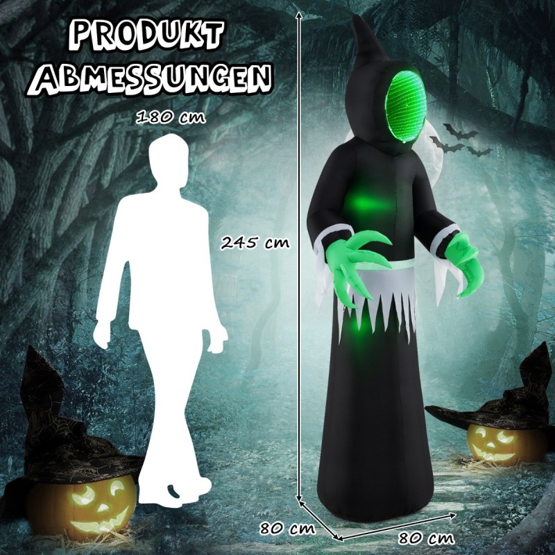 Ulkokäyttöön sopiva 245 cm musta LED Halloween-aave
