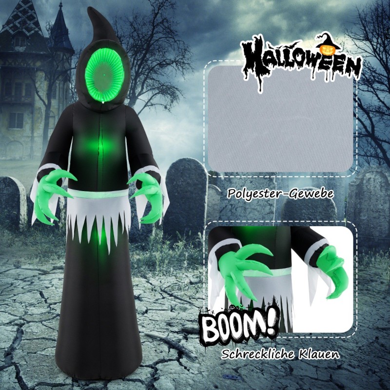 Ulkokäyttöön sopiva 245 cm musta LED Halloween-aave
