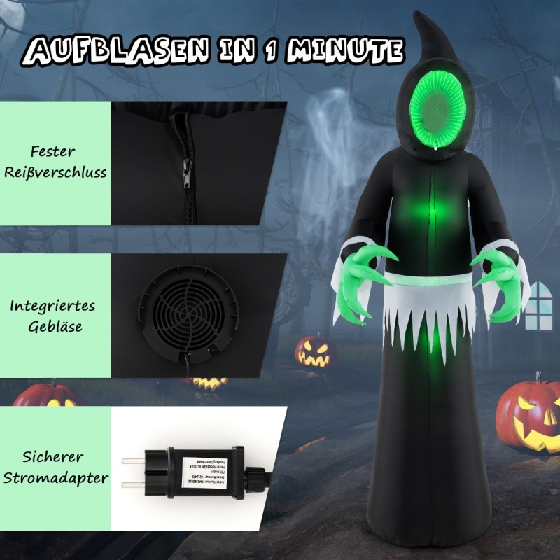 Ulkokäyttöön sopiva 245 cm musta LED Halloween-aave