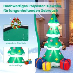 Puhallettava vihreä joulukuusi LED-valoilla ja lahjapaketeilla