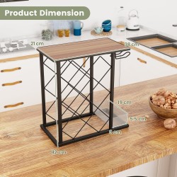 Viinipulloteline metallikehyksellä ja säilytyslaatikolla, ruskea