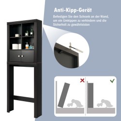 Kolmitasoinen ruskea kylpyhuonekaappi säädettävillä hyllyillä