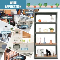 Viiden tason säädettävä harmaa säilytyshylly galvanoidusta teräksestä