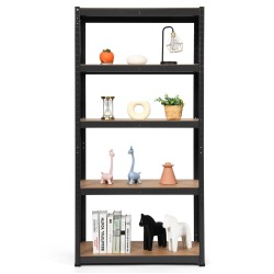 Viiden tason musta säädettävä säilytyshylly ilman pultteja