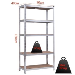 5-tasoinen hopea säilytyshylly galvanoidusta teräksestä