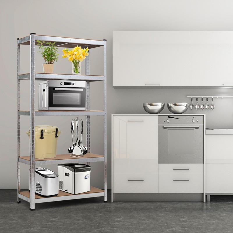 5-tasoinen hopea säilytyshylly galvanoidusta teräksestä