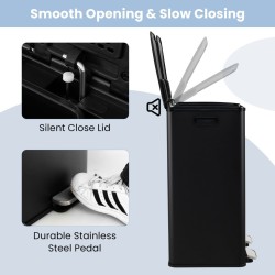 Kaksiosainen musta jäteastia keittiöön, 60L, hiljainen kansi