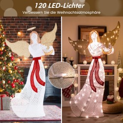 Valkoinen valaistu joulun enkeli harpun ja LED-valoilla