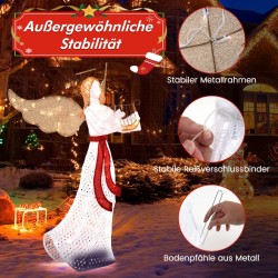 Valkoinen valaistu joulun enkeli harpun ja LED-valoilla