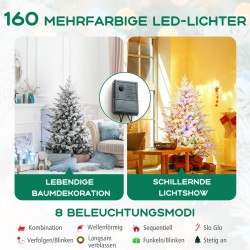 Lumiviimeistelty vihreä joulukuusi 160 LED-valolla 147 cm