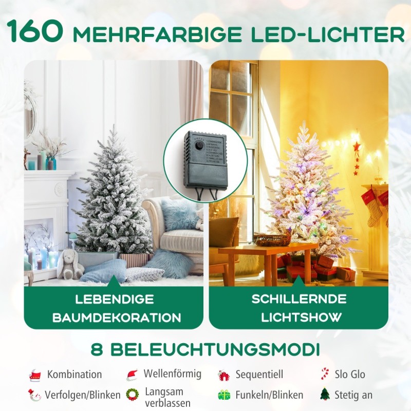 Lumiviimeistelty vihreä joulukuusi 160 LED-valolla 147 cm