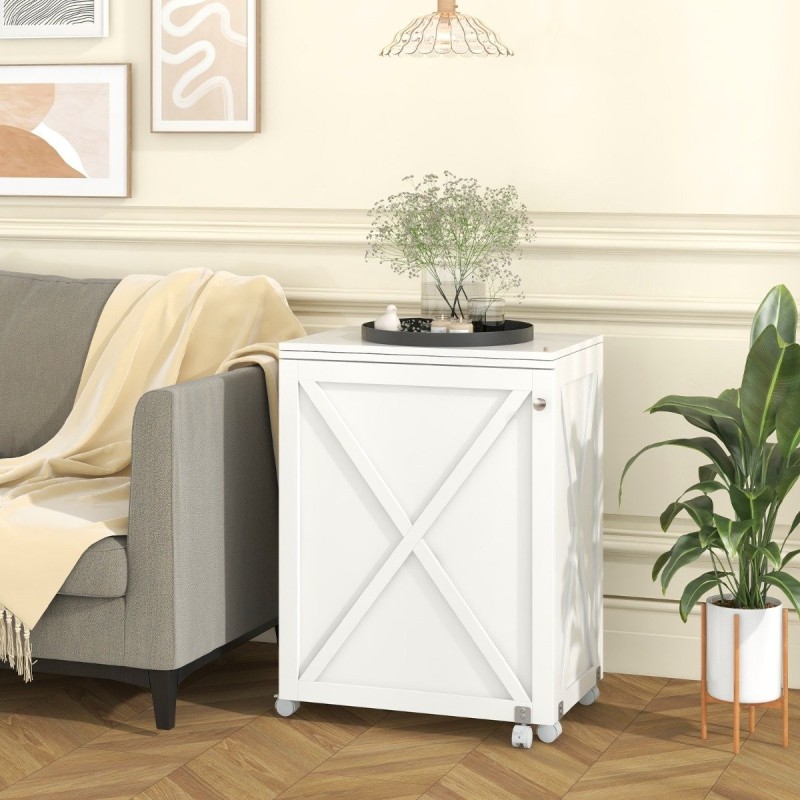 Taittuva ompelupöytä säilytyshyllyllä ja 5 lukittavalla pyörällä