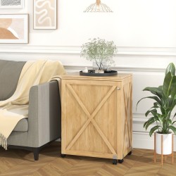 Taittuva ompelupöytä säilytyksellä ja lukittavilla pyörillä - luonnonväri