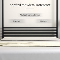 Metallinen sänkykehikko musta 140x200 cm säilytystilalla Metallinen sänkykehikko musta 140x200 cm säilytystilalla
