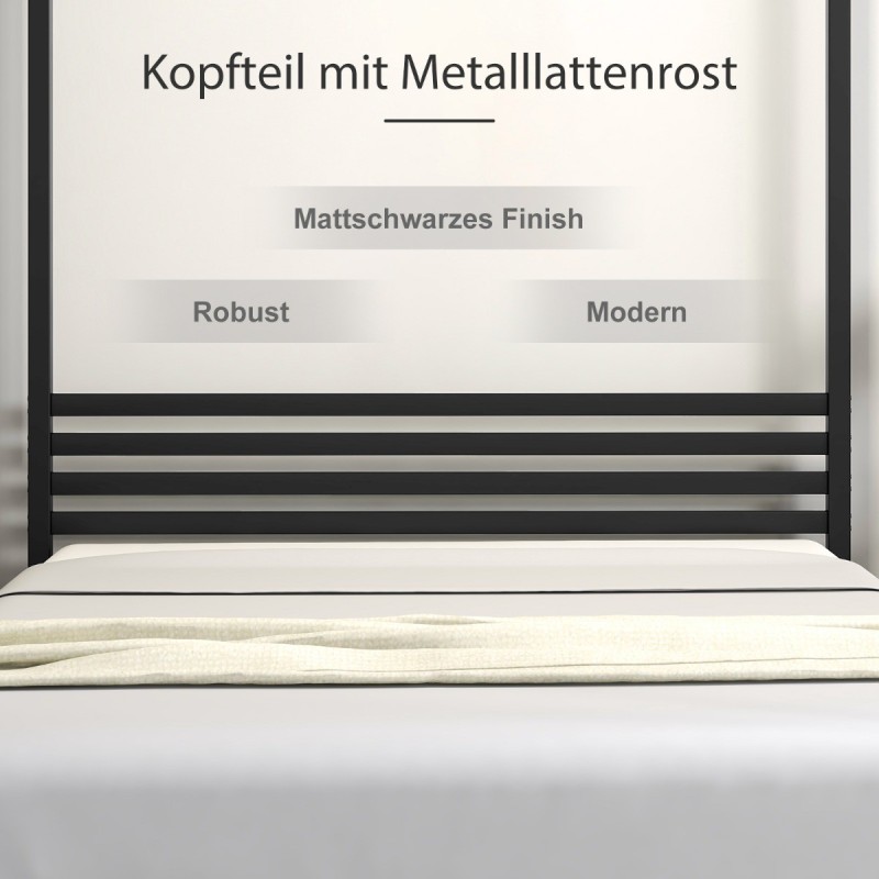 Metallinen sänkykehikko musta 140x200 cm säilytystilalla Metallinen sänkykehikko musta 140x200 cm säilytystilalla