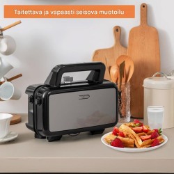 3-in-1 musta vohvelirauta vaihdettavilla levyillä ja lämpötilansäädöllä