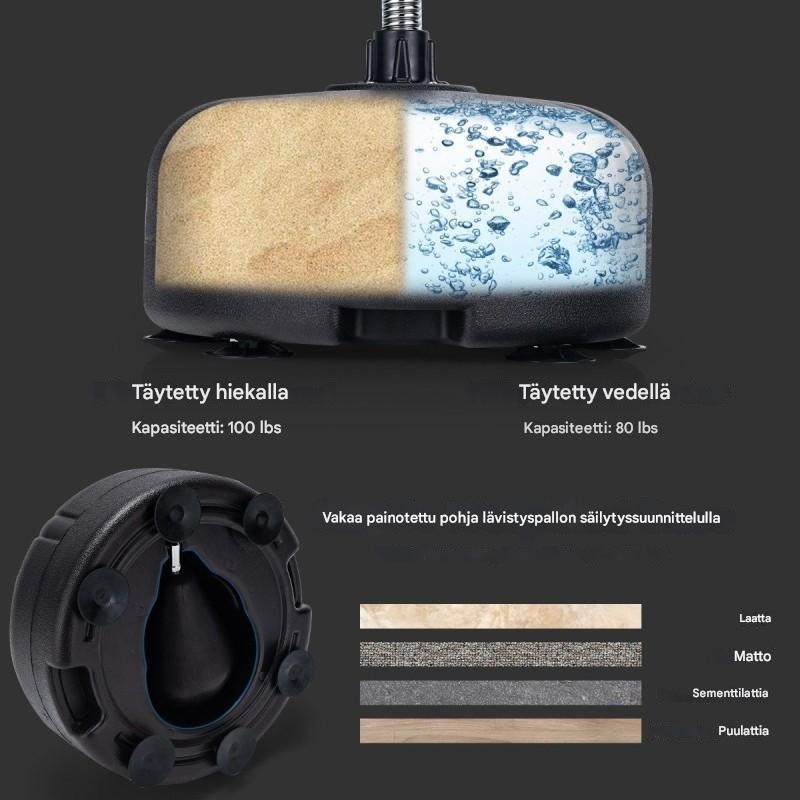 Vapaasti seisova nyrkkeilysäkki hanskoilla ja säädettävällä korkeudella