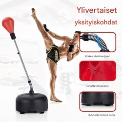 Vapaasti seisova nyrkkeilysäkki hanskoilla ja säädettävällä korkeudella