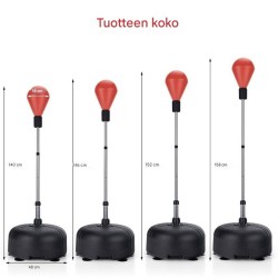 Vapaasti seisova nyrkkeilysäkki hanskoilla ja säädettävällä korkeudella