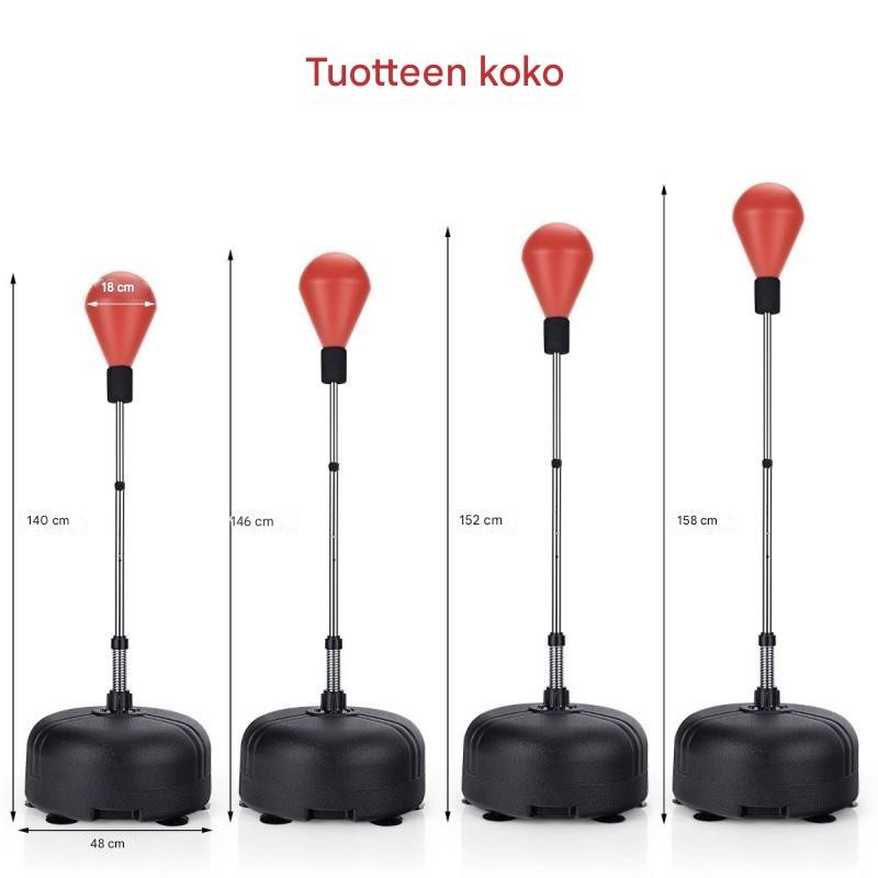 Vapaasti seisova nyrkkeilysäkki hanskoilla ja säädettävällä korkeudella