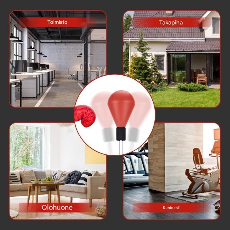 Vapaasti seisova nyrkkeilysäkki hanskoilla ja säädettävällä korkeudella