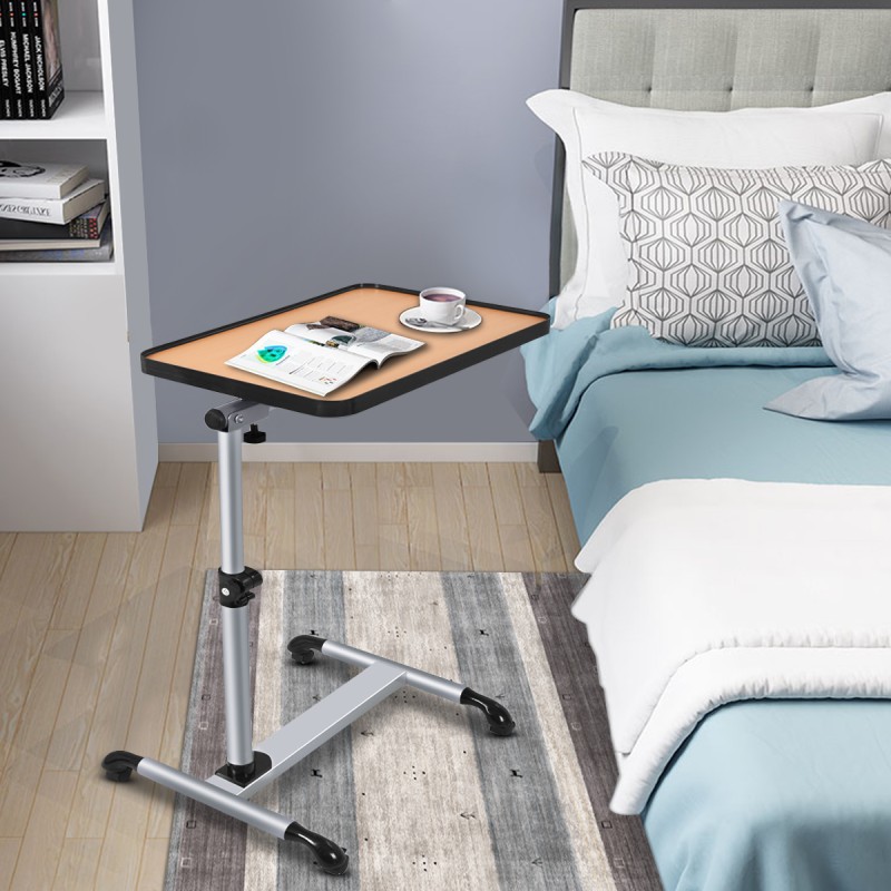 Monikäyttöinen säädettävä kannettavan tietokoneen pöytä pyörillä