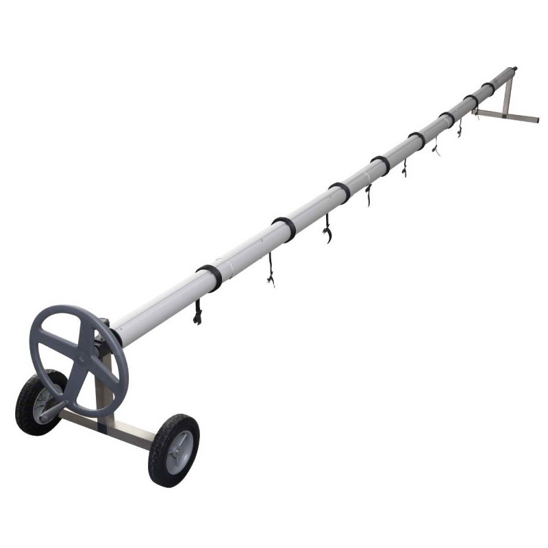 Liikuteltava allaspeitteen rullalaite teleskooppiputkella valkoinen