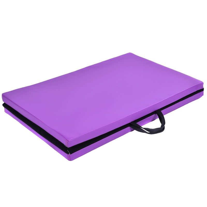 Taitettava voimistelumatto kantokahvoilla ja tarranauhalla - lila