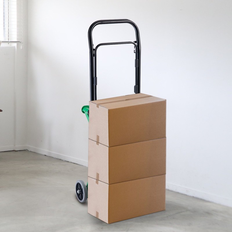 Monikäyttöinen vihreä taittuva nokkakärry ja kuljetusratkaisu