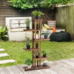 Monitasoinen puinen kukkateline sisä- ja ulkokäyttöön