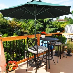 Pronssinen valurautainen aurinkovarjoteline