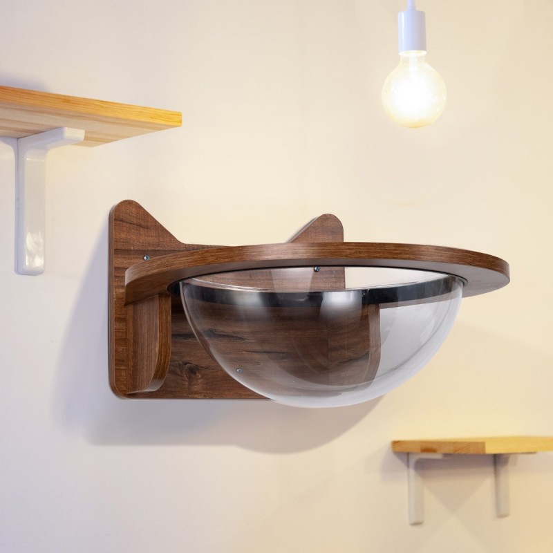 Seinään kiinnitettävä läpinäkyvä kissanpeti ruskea