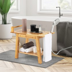 Bambusinen suihkupenkki säilytystilalla