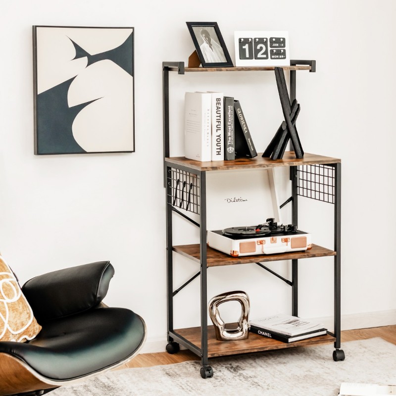 Teollinen keittiöhylly neljällä tasolla