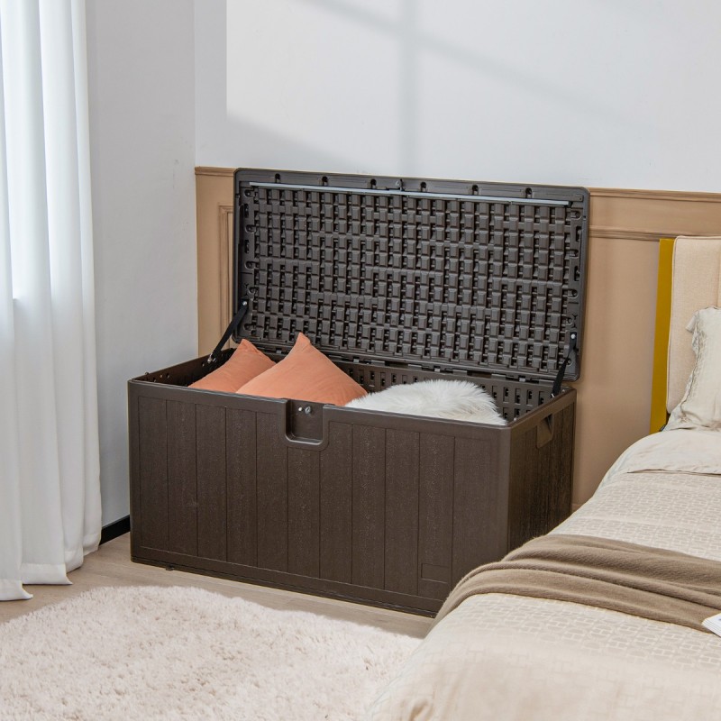 Suuri ruskea HDPE-säilytyslaatikko ulkokäyttöön 400L