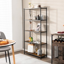 Viiden tason puinen kirjahylly olohuoneeseen