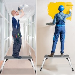 Alumiininen taitettava työtaso liukumattomalla pinnalla hopea