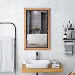 Seinäpeili puukehyksellä luonnollinen suorakulmainen muotoilu