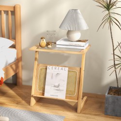 Boheemi z-muotoinen bambupöytä rattan-hyllyllä luonnollinen Boheemi z-muotoinen bambupöytä rattan-hyllyllä luonnollinen