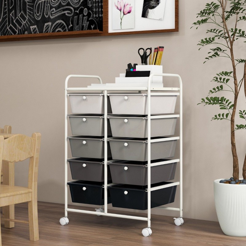 Monikäyttöinen säilytyskärry 10 laatikolla