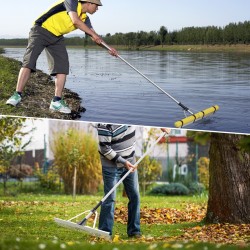 Kelluva alumiininen järviharava säädettävällä varrella hopea