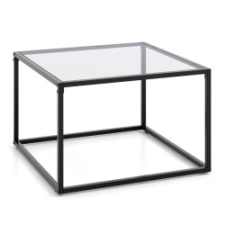 Moderni harmaa neliönmuotoinen sohvapöytä metallirungolla 70 cm Moderni harmaa neliönmuotoinen sohvapöytä metallirungolla 70 cm