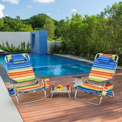 Kolmiosainen värikäs rantatuoli- ja pöytäsarja ulkokäyttöön